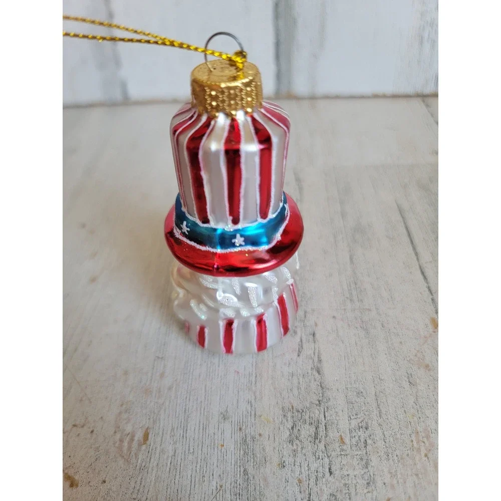 July 4th uncle same Santa Claus glass ornament Xmas unique home decor